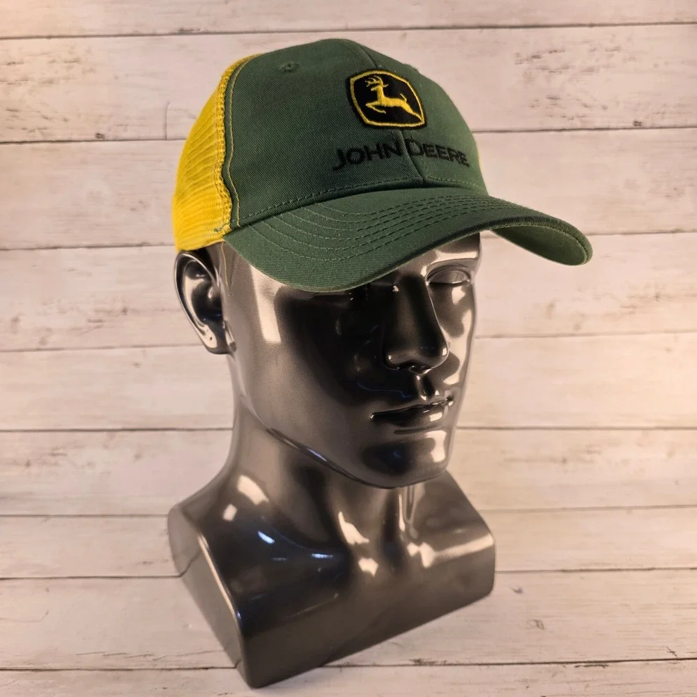 John Deere Youth Trucker Hat Green Yellow Mesh Back Adjustable Snapback Cap